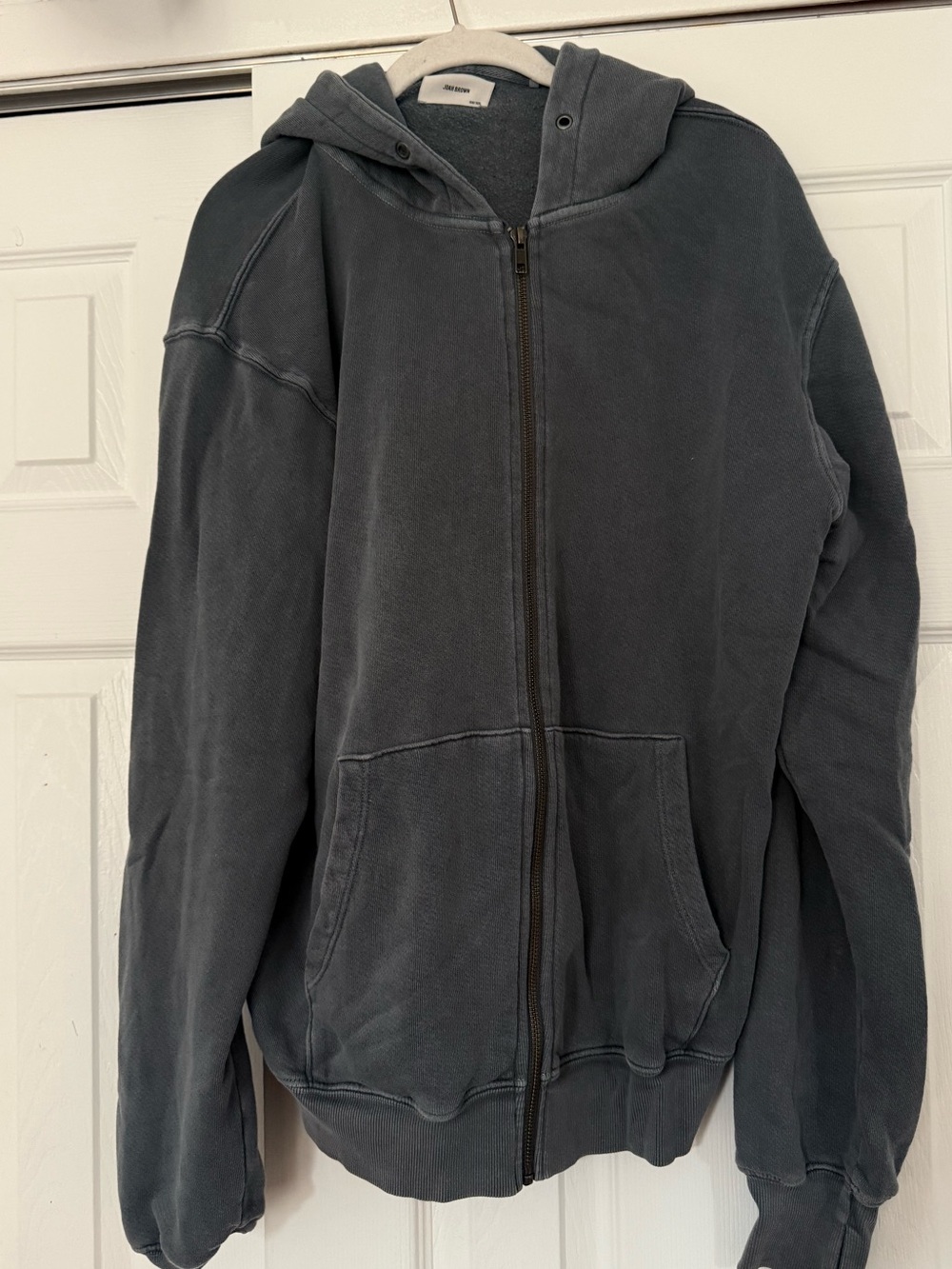 Joah Brown Blue/Gray Zip-Up Hooded Sweatshirt